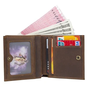 Vintage Crazy Horse Real Leather Credit Card Holder Wallet Mens Cowhide Slim ID VIP Photo Cards Bags Small Change Coins Pouches