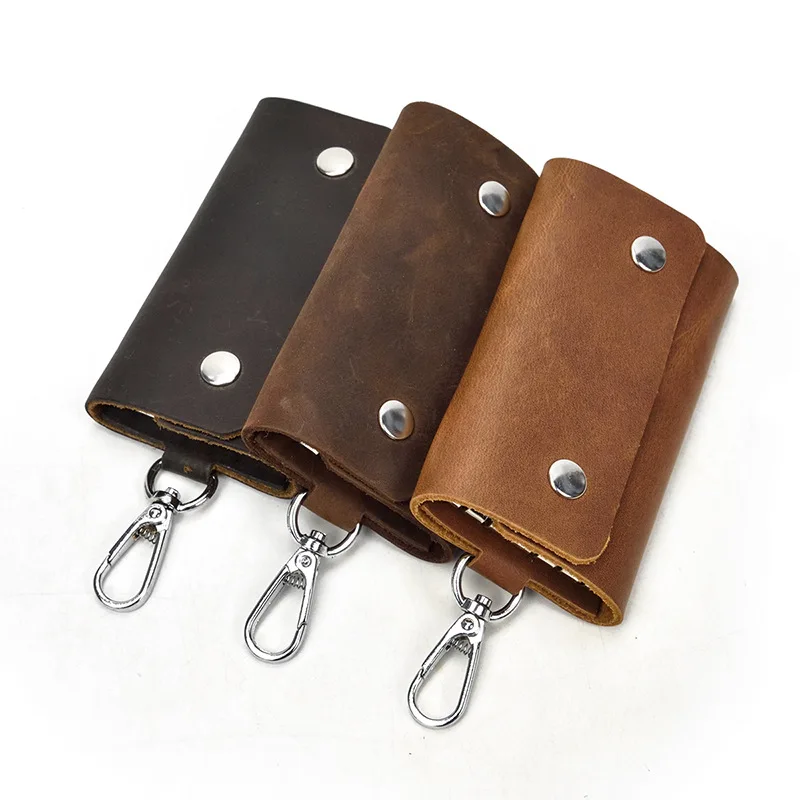 Key Wallet Leather Housekeeper Holders Car Keychain Key Holder Bag Case Unisex Wallet Cover Simple Solid Color Storage Bag - Image 2