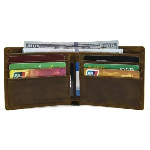 Special Selling Vintage Brown 100% Guarantee Thick Real Skin Genuine Crazy Horse Leather Men Wallets Cowhide Male Purse