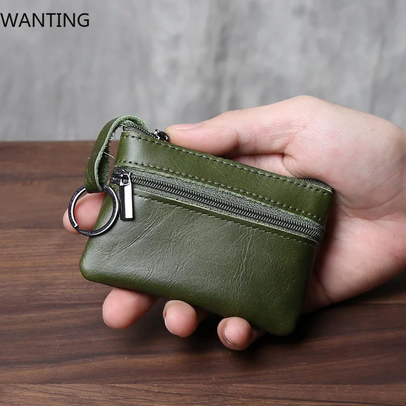 Retro Genuine Leather Mini Zero Wallet For Men And Wom, Solid Color Top Layer Cowhide Zipper Small Card Bag, Minimalist Coin Bag - Image 6