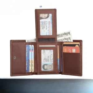 Retro Leather Wallet Men's RFID Protection Multi-card Short Three-fold Wallet Coin Bag