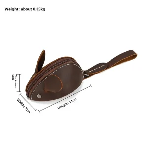 Vintage Mini Coin Purse Genuine Leather Small Wallet Men Women Brown Fashion Cute Mouse Storage Bag Trend Zipper Pocket