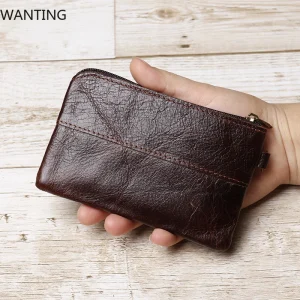 Soft-Top Layer of Cattle Pick-Up Bag Small Change Purse Men and Women Retro Hand-Wax Leather Ultra-Thin Driver's License Pack